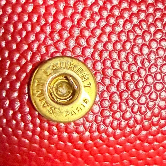 YSL Black & Red Zippy Wallet with Gold Logo - Picture 13 of 15